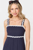 Navy | Zig Zag Trim Sleeveless Tiered Midi Dress
