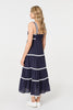 Navy | Zig Zag Trim Sleeveless Tiered Midi Dress
