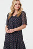 Blue | Printed Sheer Layered Empire Maxi Dress
