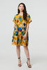 Yellow | Geo Print Short Sleeve Knee Length Dress
