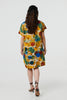 Yellow | Geo Print Short Sleeve Knee Length Dress
