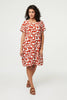 Rust | Abstract 1/2 Sleeve Knee Length Dress
