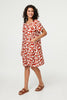 Rust | Abstract 1/2 Sleeve Knee Length Dress
