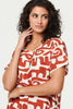 Rust | Abstract 1/2 Sleeve Knee Length Dress
