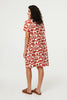 Rust | Abstract 1/2 Sleeve Knee Length Dress
