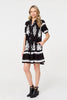 Black | Printed Lace Trim Relaxed Short Shirt Dress