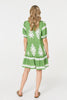 Green | Printed Lace Trim Relaxed Short Shirt Dress
