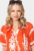 Orange | Printed Lace Trim Relaxed Short Shirt Dress