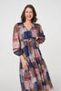 Navy | Patchwork Print Empire V-Neck Maxi Dress
