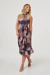 slim fit dress slacks Satin Floral Asymmetric Midi Dress | Asymmetrical
