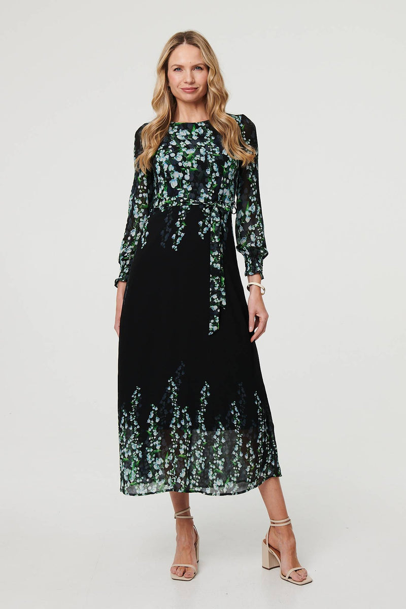Floral Long Sleeve Chiffon Maxi Dress | Izabel London Floral Long Sleeve Chiffon Maxi Dress | Izabel London