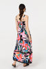 Black | Floral Wave Trim Sleeveless Maxi Dress

