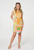 Orange | Patchwork Print Sleeveless Short Dress
