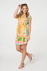 Orange | Patchwork Print Sleeveless Short Dress
