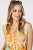 Orange | Patchwork Print Sleeveless Short Dress
