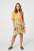 Orange | Tropical Tile Print Smock Dress
