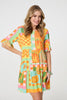 Orange | Tropical Tile Print Smock Dress

