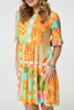 Orange | Tropical Tile Print Smock Dress
