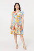 Orange | Patchwork Print Knee Length Smock Dress
