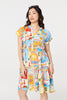 Orange | Patchwork Print Knee Length Smock Dress
