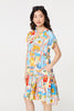 Orange | Patchwork Print Knee Length Smock Dress
