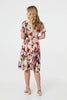 Pink | Floral Short Puff Sleeve Midi Dress
