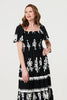 Black | Ikat Print Short Angel Sleeve Maxi Dress
