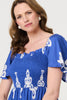 Blue | Ikat Print Short Angel Sleeve Maxi Dress
