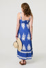Blue | Ikat Print Sleeveless A-Line Maxi Dress
