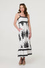 White | Ikat Print Sleeveless A-Line Maxi Dress
