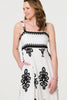 White | Ikat Print Sleeveless A-Line Maxi Dress
