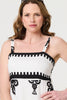 White | Ikat Print Sleeveless A-Line Maxi Dress
