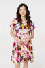 Pink | Brushstroke Floral V-Neck Smock Dress
