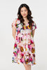 Pink | Brushstroke Floral V-Neck Smock Dress
