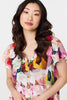 Pink | Brushstroke Floral V-Neck Smock Dress
