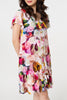 Pink | Brushstroke Floral V-Neck Smock Dress

