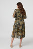 Green | Patchwork Print Long Sleeve Midi Dress
