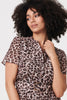 Beige | Animal Print Belted Midi Shirt Dress
