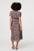 Beige | Animal Print Belted Midi Shirt Dress
