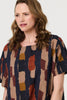 Navy | Printed Short Sleeve Knee Length Dress