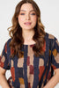 Navy | Printed Short Sleeve Knee Length Dress
