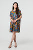 Silver | Abstract Short Sleeve Short Shift Dress
