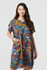 Silver | Abstract Short Sleeve Short Shift Dress