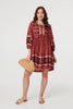 Burgundy | Ditsy Floral 3/4 Sleeve Short Dress
