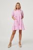 Pink | Striped 1/2 Sleeve Short Shirt Dress
