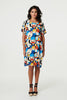 Blue | Abstract Print Knee Length Shift Dress
