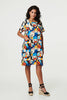 Blue | Abstract Print Knee Length Shift Dress
