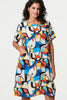 Blue | Abstract Print Knee Length Shift Dress
