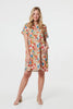 Orange | Leaf Print Knee Length Shift Dress
