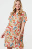 Orange | Leaf Print Knee Length Shift Dress
